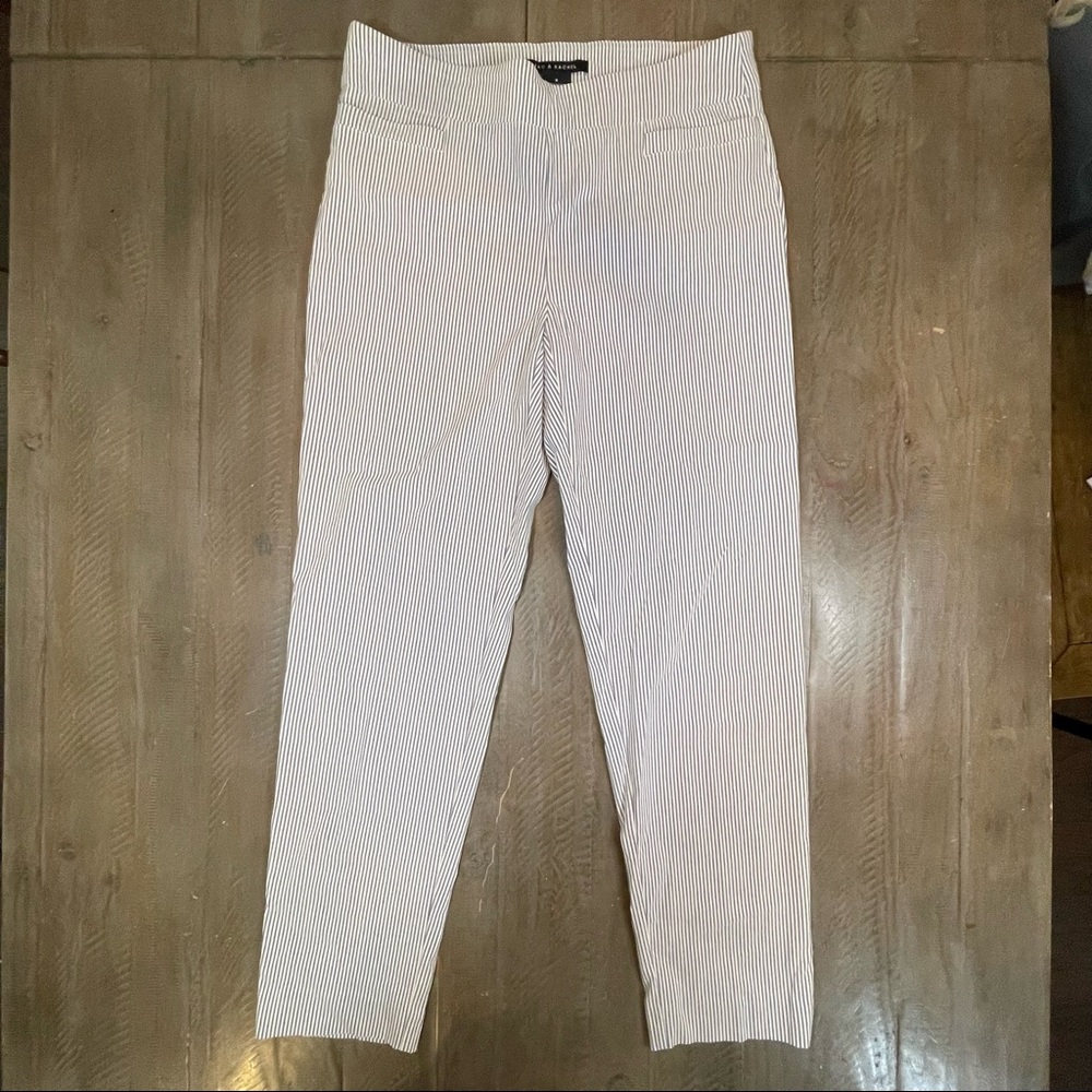 Zac and Rachel Cropped Blue-gray/ivory Striped pants 8